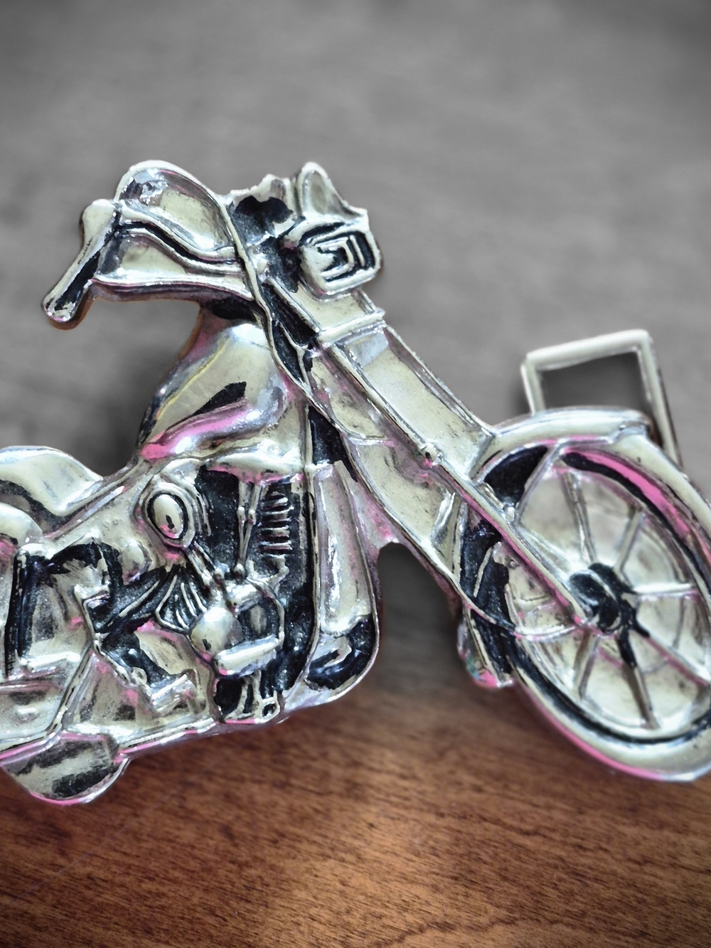 Vintage 1979 Motorcycle Belt Buckle reproduction design by Bergamot Brass Works